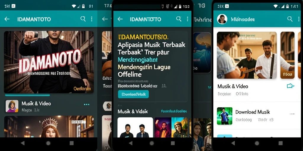 Tampilan antarmuka utama IDAMANTOTO dengan fitur download musik.