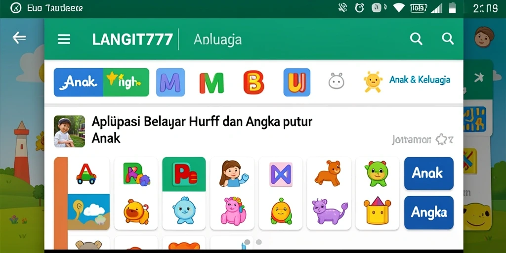 Tampilan antarmuka LANGIT777 untuk belajar huruf dan angka yang menarik.
