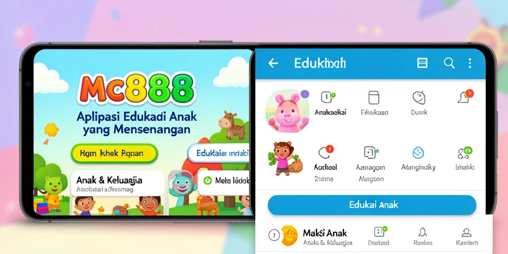 Antarmuka aplikasi MC888 yang menarik dan edukatif untuk anak.