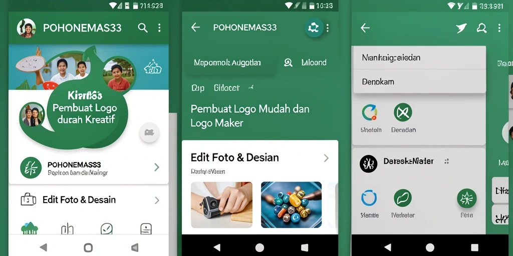 Antarmuka aplikasi POHONEMAS33 yang mudah digunakan untuk membuat logo.