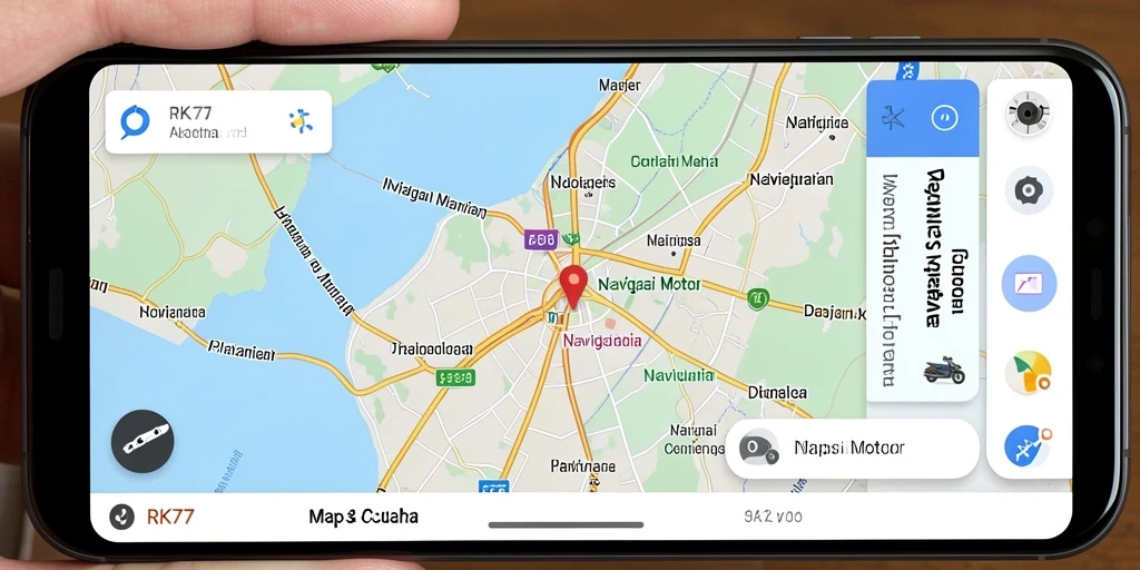Tampilan antarmuka RK77 yang jelas dan menarik untuk navigasi motor.