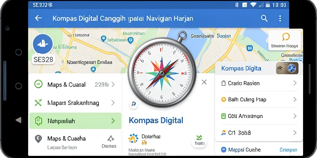 Antarmuka SE328 menampilkan fungsi kompas digital yang mudah digunakan.