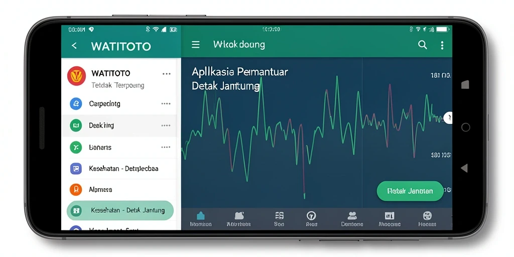 Tampilan antarmuka utama aplikasi WATITOTO untuk pemantauan detak jantung.