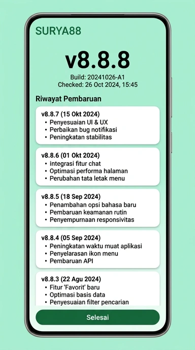 Riwayat Versi Terbaru Aplikasi Surya88 untuk Android